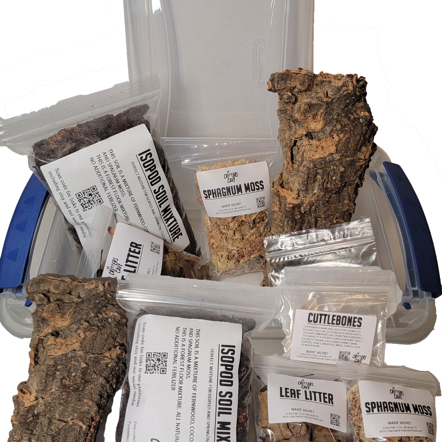 Isopod And Springtail Culture Starter Kit | 2 Different Sizes | 12"x7"/16"X13" | 6 QT/15QT | Enclosure | The Critters Cave