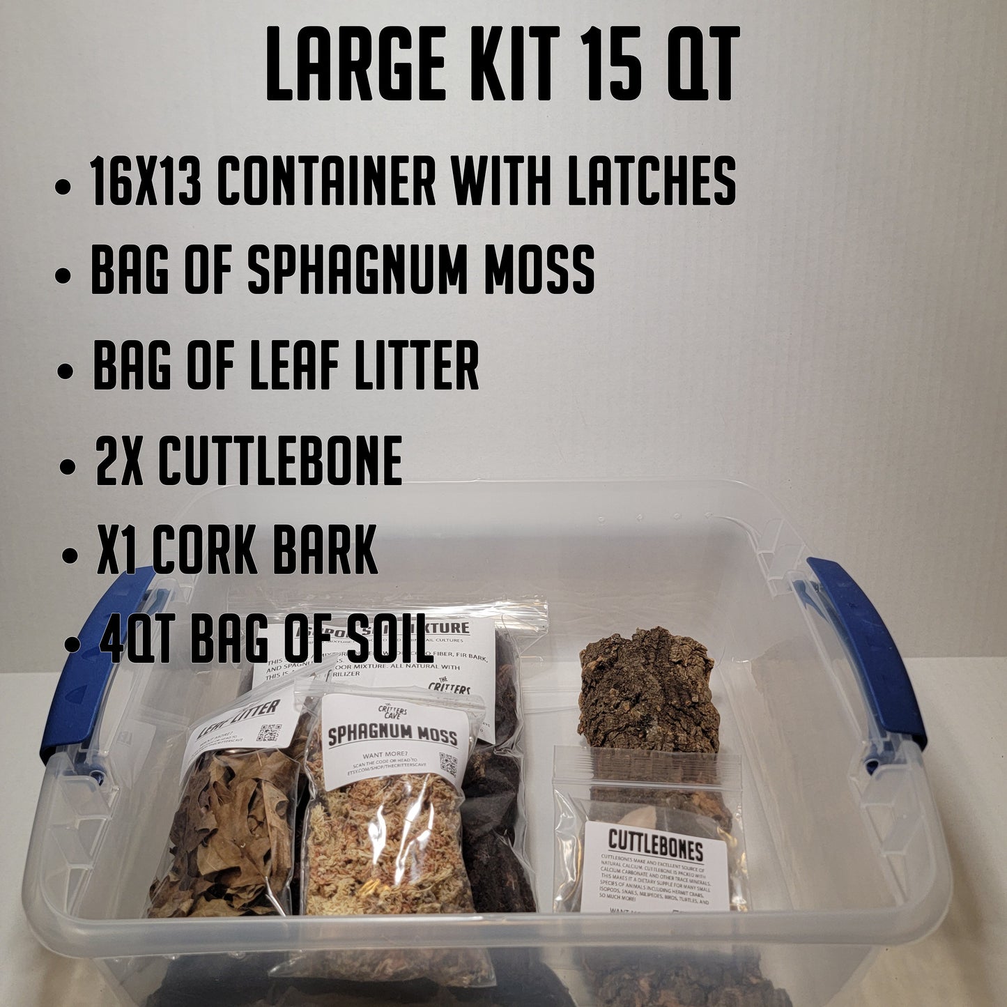 Isopod And Springtail Culture Starter Kit | 2 Different Sizes | 12"x7"/16"X13" | 6 QT/15QT | Enclosure | The Critters Cave